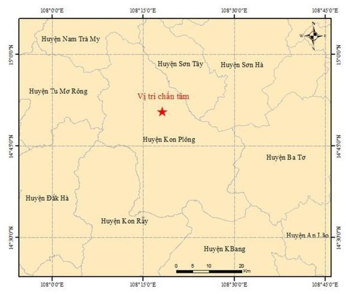 Tâm chấn của trận động đất xảy ra lúc 11h09' ngày 7/7. Ảnh: Trung tâm Báo tin động đất và Cảnh báo sóng thần - Viện Vật lý Địa cầu