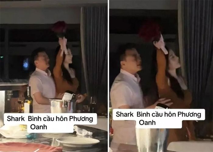 Sau đó, người đẹp sinh năm 1989 còn hào hứng cầm bó hoa đung đưa theo nhạc và gửi nụ hôn gió tới các khách mời có mặt trong buổi tiệc. (Ảnh: Người đưa tin)
