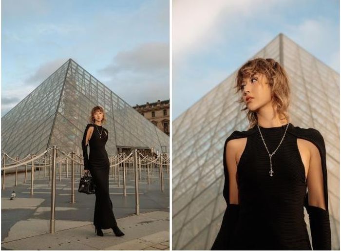 Quỳnh Anh Shyn xuất hiện trong thiết kế đầm cut-out của C.Dam tại Paris Fashion Week