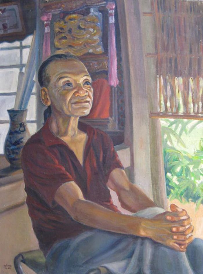 Tranh sơn dầu "Chân dung họa sỹ Trịnh Hữu Ngọc" vẽ năm 1986. Tranh của họa sĩ Nguyễn Đình Đăng