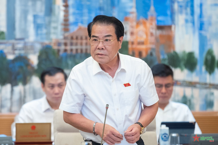  Trưởng Ban Dân nguyện Dương Thanh Bình trình bày báo cáo.