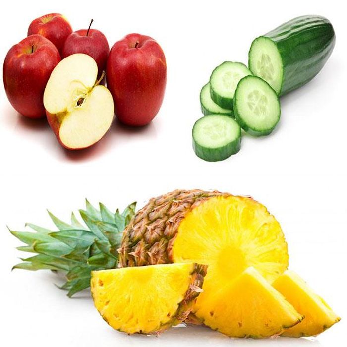Nước ép dứa, táo, dưa leo.