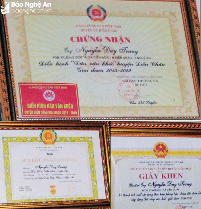  28 năm "vác tù và" với vai trò Bí thư, Xóm trưởng, cựu thanh niên xung phong Nguyễn Duy Trung luôn là một đảng viên gương mẫu, một cán bộ tận tụy với nhiều thành tích đáng ghi nhận. Ảnh: T.Q 