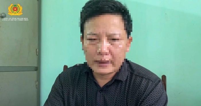 Đối tượng Hùng tại cơ quan Công an. Nguồn Công an huyện Thiệu Hóa