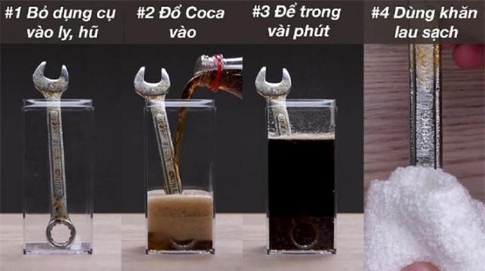 Vết gỉ sắt dễ dàng bị loại bỏ bằng Coca Cola.