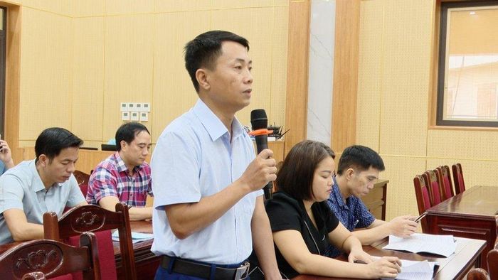 Đại diện xã Thuần Mỹ phát biểu tại hội nghị.