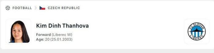 Kim Thanh đang khoác áo CLB nữ Slovan Liberec của Séc