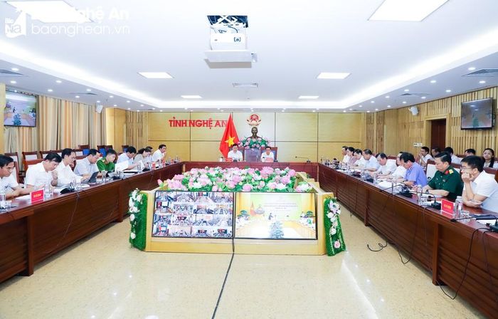 Toàn cảnh điểm cầu tỉnh Nghệ An. Ảnh: Phạm Bằng