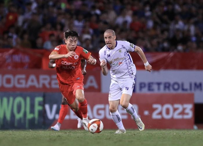 Công an Hà Nội đánh bại Hà Nội FC sau 90 phút nhiều tranh cãi. Ảnh: Goal