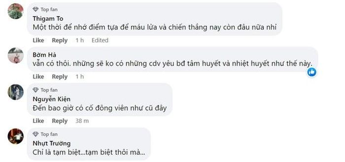 Những dòng bình luận buồn bã của người hâm mộ sau khi Hội CĐV Nam Định quyết định giải thể
