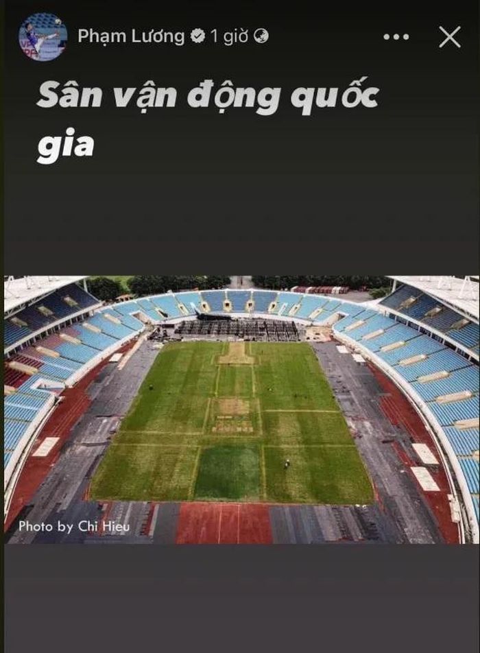 Tiền vệ Thành Lương của CLB Hà Nội chia sẻ hình ảnh sân Mỹ Đình sau concert Blackpink