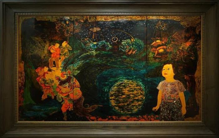 Họa phẩm "Bóng trăng thu" của họa sĩ Hoàng Hữu Vân