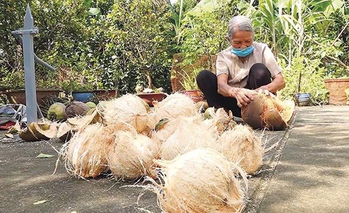 Sản phẩm của anh Hưng làm ra đã giúp cho việc lột vỏ dừa trở nên dễ dàng, ít tốn sức mà hiệu quả lại cao