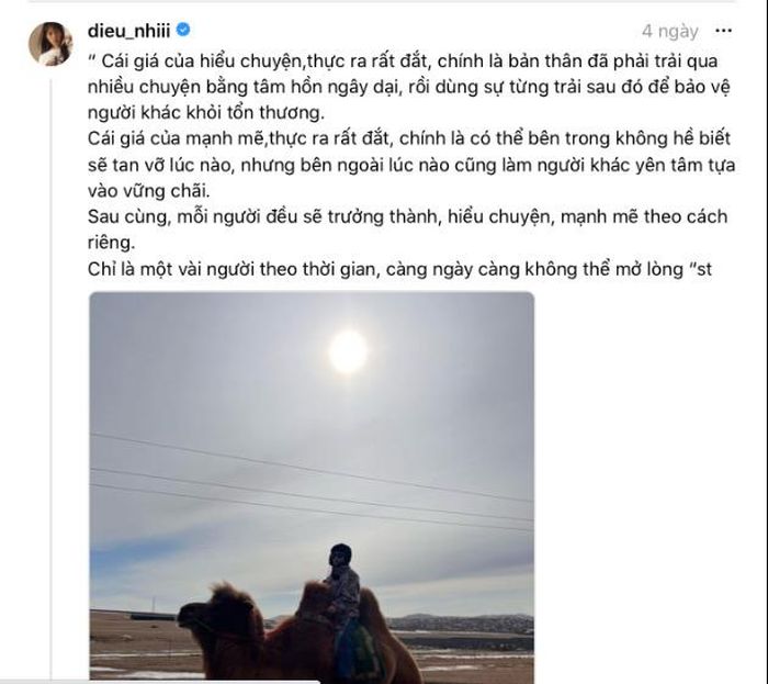  Diệu Nhi chia sẻ trên mạng xã hội.