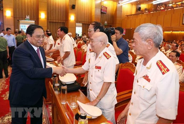  Sáng 17/8/2023, tại Hà Nội, Bộ Công an tổ chức Đại hội thành lập Hội Cựu Công an Nhân dân Việt Nam nhiệm kỳ 2023-2028. Thủ tướng Phạm Minh Chính dự Đại hội. (Ảnh: Phạm Kiên/TTXVN) 