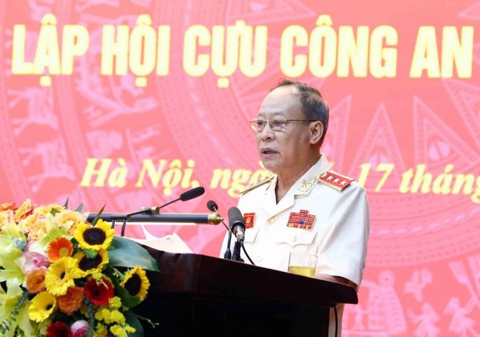 Thương tướng Lê Quý Vương, nguyên Thứ trưởng Bộ Công an phát biểu. (Ảnh: Phạm Kiên/TTXVN)