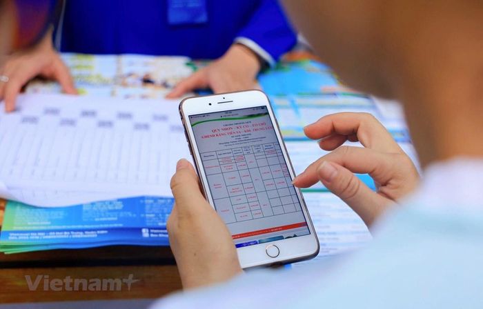 Du khách tham khảo thông tin tour trên mạng. (Ảnh minh họa: Mai Mai/Vietnam+)