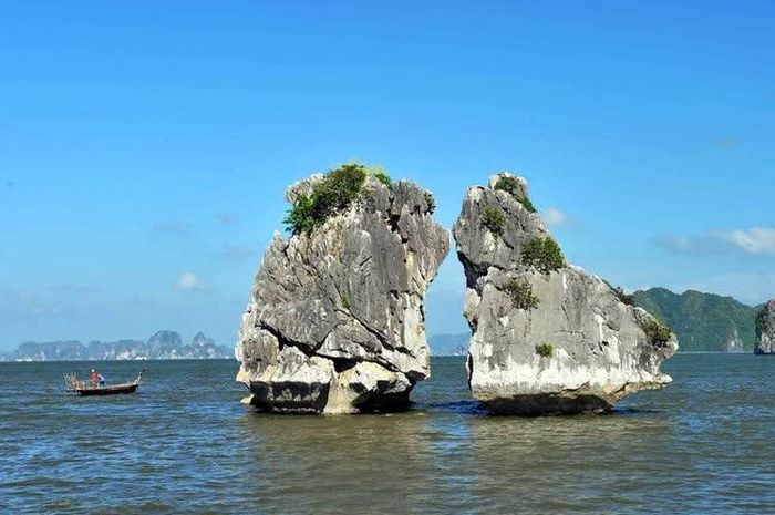 Hòn Gà Chọi hay còn gọi là Hòn Trống Mái, nằm ở phía Tây Nam của vịnh Hạ Long trở thành một trong những biểu tượng của vịnh Hạ Long nói riêng và du lịch Việt Nam nói chung. Ảnh: Minh Đức - TTXVN