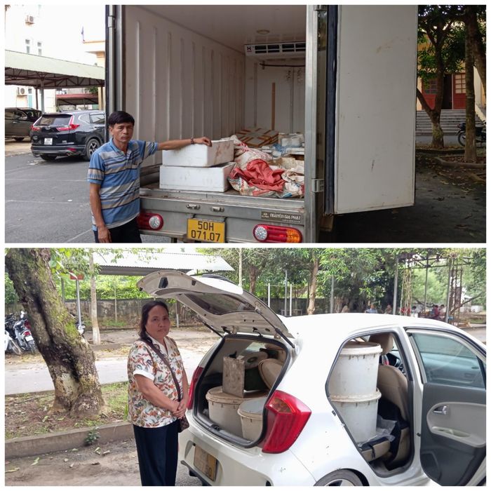 2 xe ô tô chở giun đất bị Công an huyện Cao Phong bắt giữ.