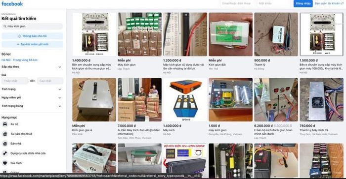 Các loại máy kích giun được rao bán tràn lan trên mạng xã hội Facebook.