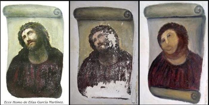 Chặng đường "tiến hóa" của bức tranh Ecce Homo.
