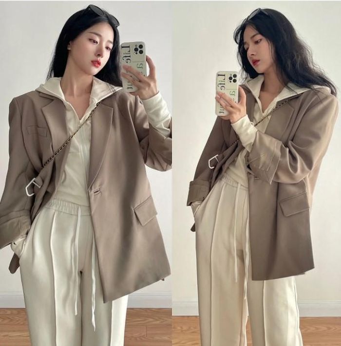 Khi kết hợp blazer cùng quần nỉ thể thao, quần shorts bike ôm sát, thêm đôi sneakers hầm hố nữa thì quá đủ cho một combo phá cách nổi loạn mà vẫn chất chơi, thời thượng miễn bàn.