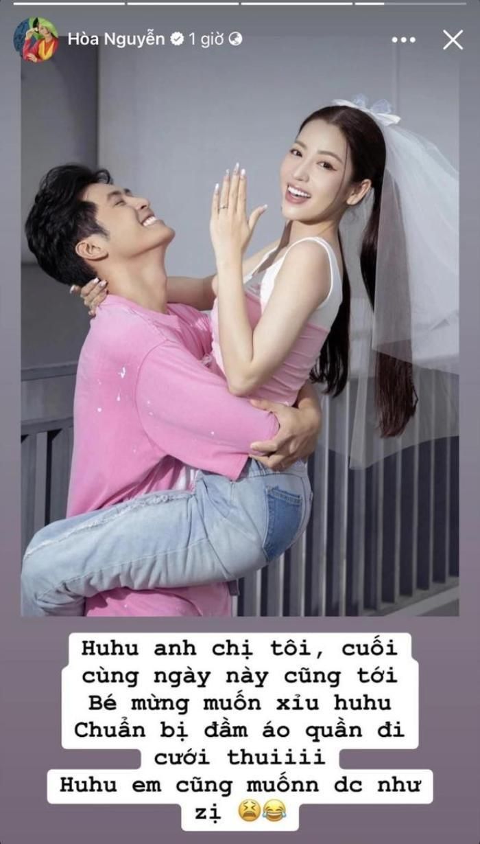 Hòa Minzy đăng tải dòng trạng thái chúc mừng Gin Tuấn Kiệt - Puka nhưng vô lại để lộ chi tiết gây chú ý. (Ảnh chụp màn hình)