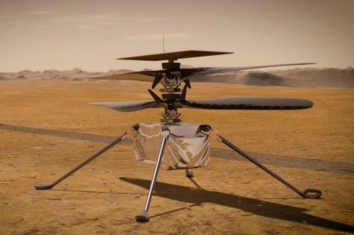 Mô phỏng trực thăng Ingenuity trên sao Hỏa. Ảnh: NASA