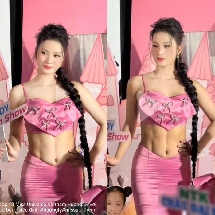 Múi bụng của Hương Ly được cho là không tự nhiên.