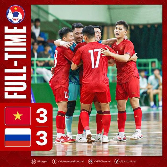 ĐT futsal Việt Nam ngược dòng cầm hòa 3-3 trước ĐT futsal Việt Nam (Ảnh: VFF)
