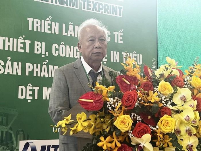 Ông Nguyễn Thái Hùng - Phó chủ tịch Hiệp hội dệt may Việt Nam (VITAS) phát biểu tại buổi khai mạc ITCPE Vietnam Texprint 2023