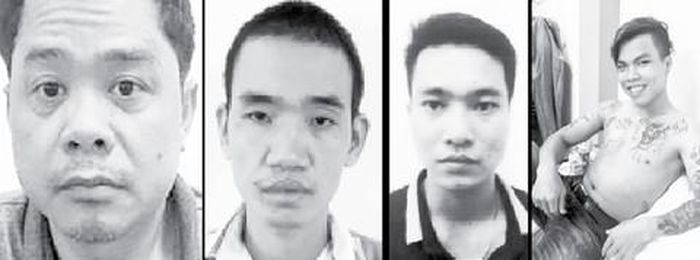 Đại ca Dũng "mượt" và ba tên đàn em đã tham gia vụ bắn anh Phú. (Dũng mượt), "sát thủ” Tiến lùn, Đức và Quý