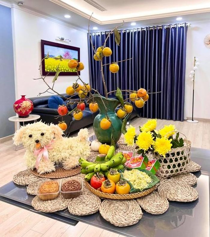 Một mâm cỗ Trung thu đơn giản nhưng đẹp mắt.