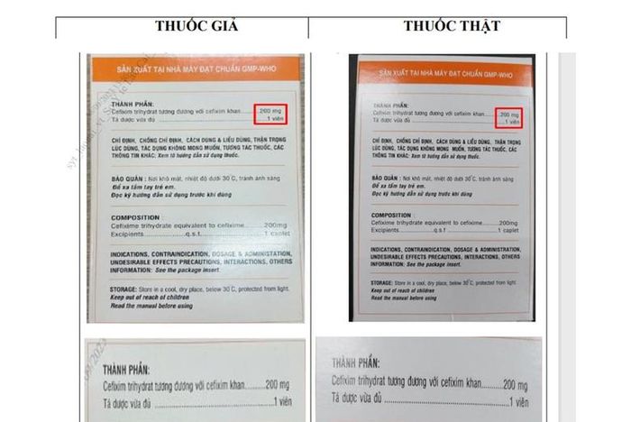  Hình ảnh phân biệt thuốc Cefixim 200 giả và thật. 