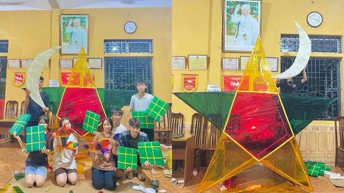 Đèn ông sao cỡ lớn cùng nhiều đồ trang trí cho đêm Trung Thu đã cơ bản hoàn thành.