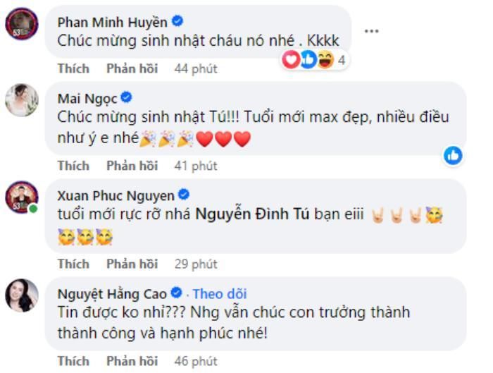 Đình Tú đã nhận về nhiều lời chúc từ đồng nghiệp, bạn bè thân thiết
