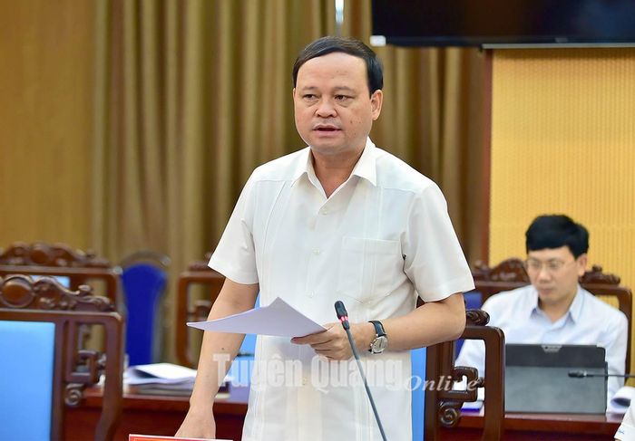Đồng chí Nguyễn Mạnh Tuấn, Phó Chủ tịch UBND tỉnh phát biểu tại phiên họp.