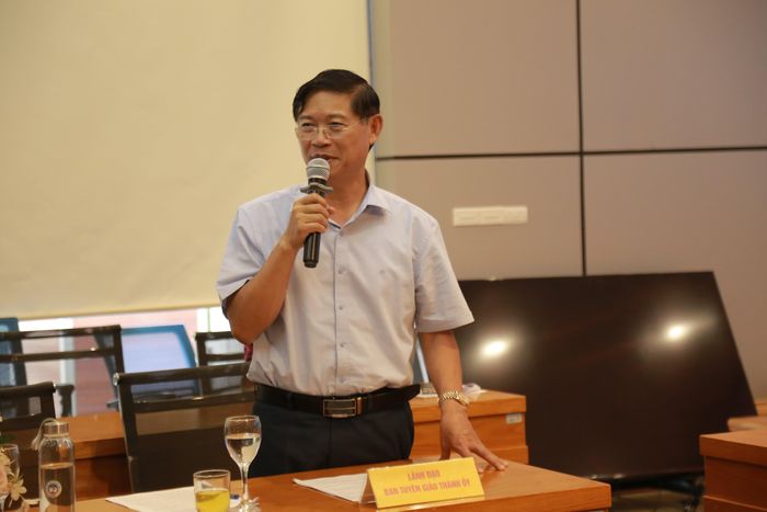 Ông Phạm Thanh Học - Phó Trưởng Ban Thường trực Ban Tuyên giáo Thành ủy phát biểu tại họp báo.