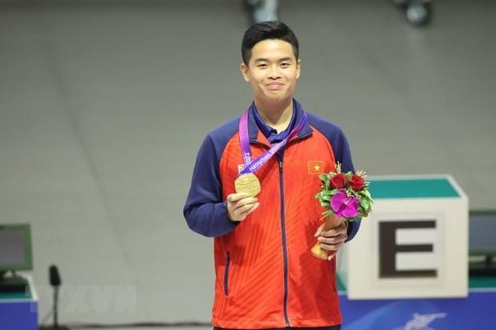 Thành tích ấn tượng của Quang Huy giúp Đoàn Thể thao Việt Nam có huy chương Vàng đầu tiên tại ASIAD 19. (Ảnh: TTXVN phát)