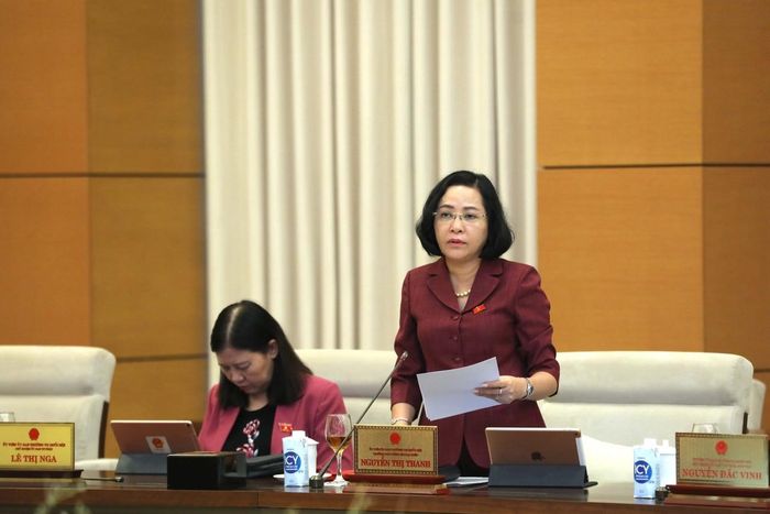 Trưởng Ban Công tác đại biểu Nguyễn Thị Thanh phát biểu. Ảnh: Hồ Long