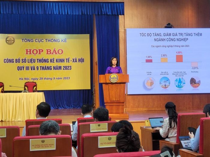 Bà Nguyễn Thị Hương, Tổng cục trưởng, Tổng cục Thống kê thông tin về tình hình kinh tế - xã hội quý III và 9 tháng năm 2023/https://kinhtexaydung.petrotimes.vn/