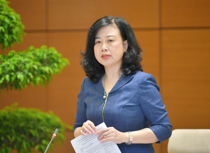 Bộ trưởng Bộ Y tế Đào Hồng Lan phát biểu tại phiên họp.