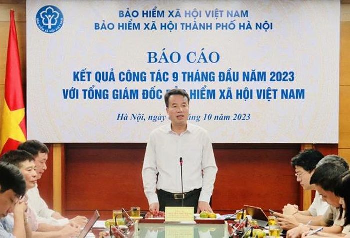 Tổng Giám đốc Bảo hiểm xã hội Việt Nam Nguyễn Thế Mạnh phát biểu tại buổi làm việc. (Ảnh: Tâm Trung)
