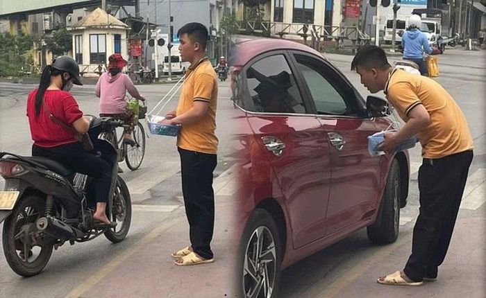  Nguyễn Sỹ Phi Sang trên hành trình bán hàng gây quỹ từ thiện. Ảnh NVCC 