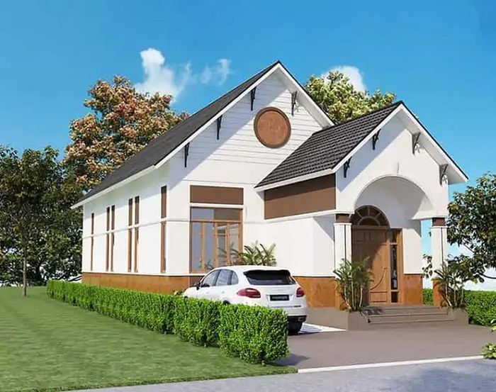 Nhà cấp 4 mái thái nổi bật với những đường nét khỏe khoắn, vuông vắn tạo nét bề thế. Ảnh: Namidesign