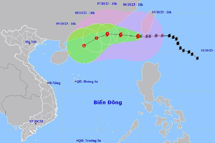 Hướng di chuyển của bão số 4. Ảnh: NCHMF