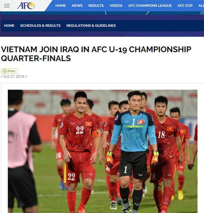 Bùi Tiến Dũng xuất hiện trên trang chủ của AFC