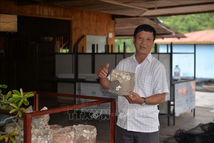 Nhiều dụng cụ chứa nước từ xa xưa của ngư dân ở làng chài Vung Viêng và trưng bày tại nhà cộng đồng. Ảnh: Thanh Vân/TTXVN