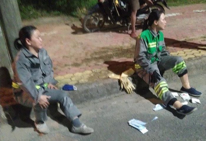 Hình ảnh 2 nữ lao công bị nạn.