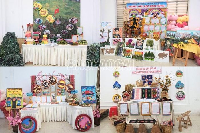  Gian hàng trưng bày các sản phẩm học tập của các đội thi. 